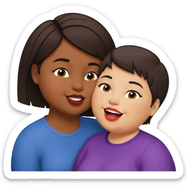 Chubby ugly lesbian with medium dark hair kissing tall butch lesbian with huge teeth and short hair sticker