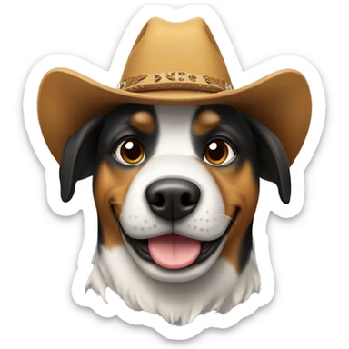 A dog with a cowboy hat sticker