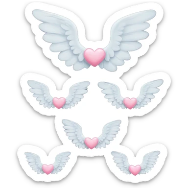cute angel wings w bows and hearts sticker