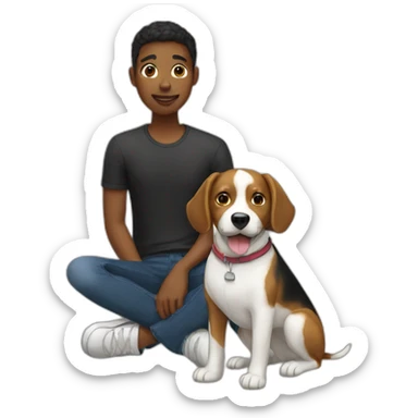 a dog and his owner black together  sticker