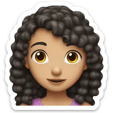 A girl with black curly hair hugging a girl with straight brown hair sticker