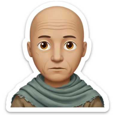 ancient man bold head, tattered cleopath skin cloth sticker