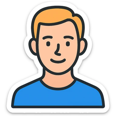 headshot of a Caucasian man, icon style, color outlined sticker