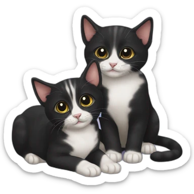 two-cats-bengali-cat-cat-black-kitten-together sticker