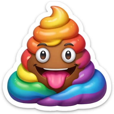a rainbow poop emoji monster sticker