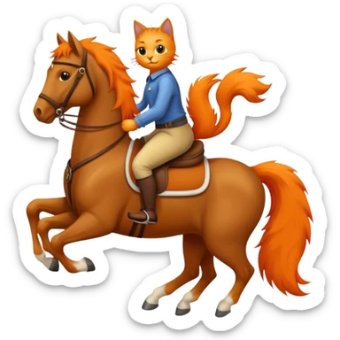 cat riding a horse sticker