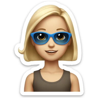 4 year old white girl with blue sun glasses sticker