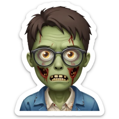 Zombie with broad glasses more visible glasses, some difference between zombie and glasses, half body sticker