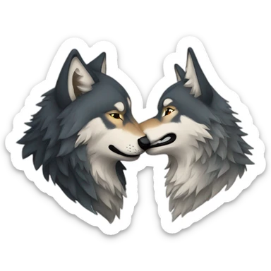 wolf kissing wolf sticker