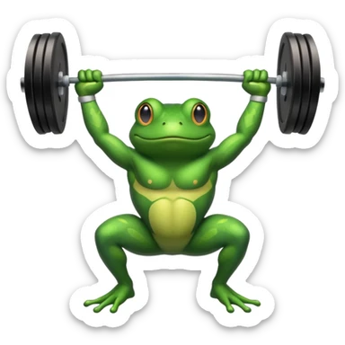 weightlifting frog sticker