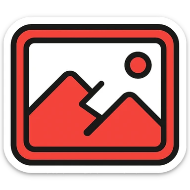 minimal broken image placeholder emoji icon style red and gray with a crack or broken symbol sticker