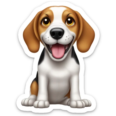 beagle dog happy side tongue sticker