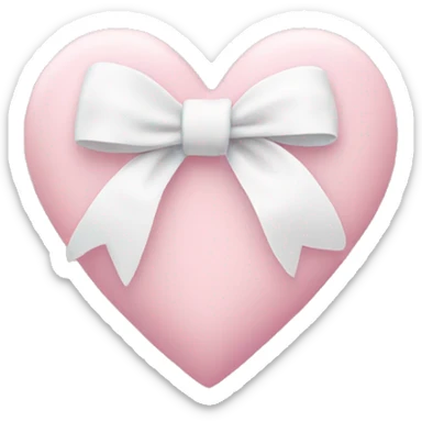 Pastel pink heart with white bow sticker