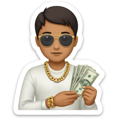 Knight helmet gold chain dark glasses money sticker