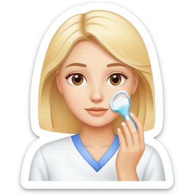 Blonde girl doing skin care sticker