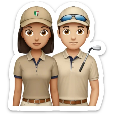 Golfer friends , dark hair, left girl right boy sticker