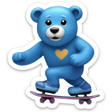 Blue bear skating sticker