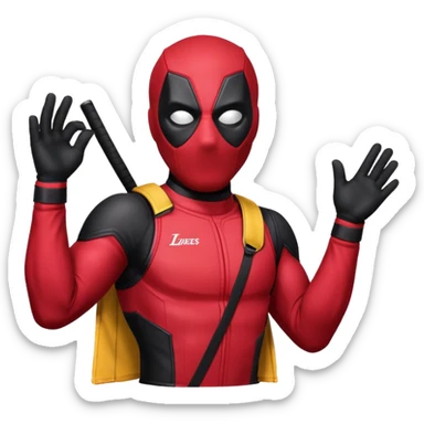 Deadpool wearing lakers jersey  sticker