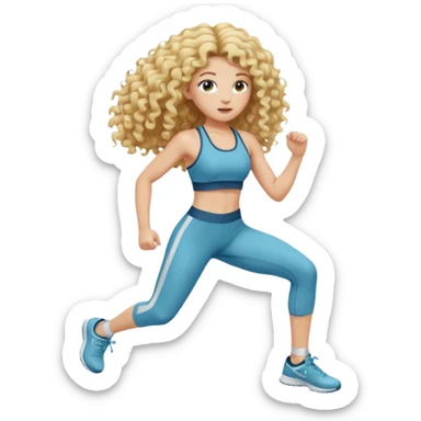 long hair curly blond haired girl DOING EXERCISE sticker