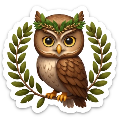 owl sitting in laurel wreath sticker