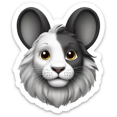 Black and white lion head bunny sticker