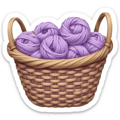 Basket of pale purple wool yarn sticker