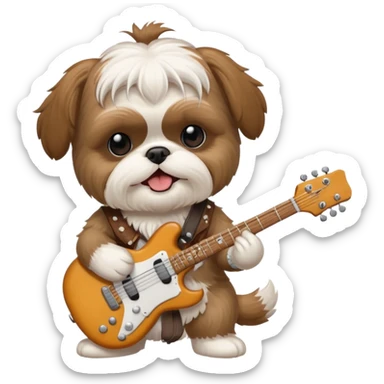 shih tzu playing electric guitar  sticker