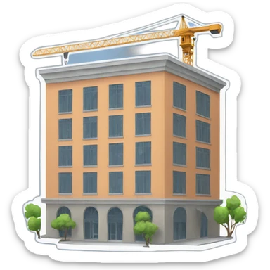 building with cranes sticker