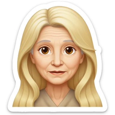older woman with long blond hair sticker