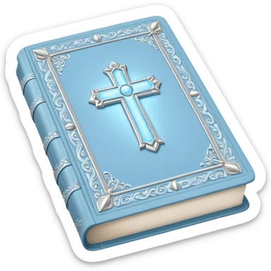 a pastel baby blue and silver bible glowing  sticker