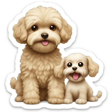 Maltipoo with a small monkey sticker