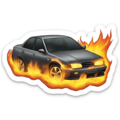 Car on fire sticker