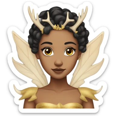 Lightskin black Fairy Wings princess deer-antlers sticker
