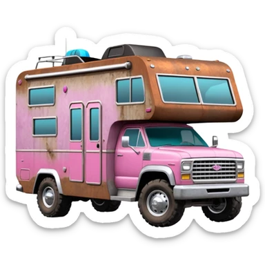 Aerodynamic racing Streamlined retro dilapidated hillbilly-Barbie Vader styled motor home rv off-roading rock-climbing 4x4 desert Winnebago party monster truck  sticker