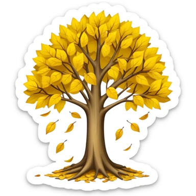 tree with poor low  leaves releasing  old yellow leaves  sticker