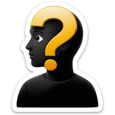 silhouette of a man with a question mark sticker