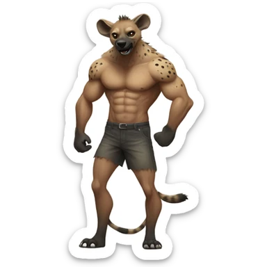  male hyena muscular, pec, full body, embrace, couple, sticker