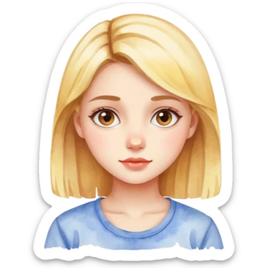 a girl in watercolor art style sticker