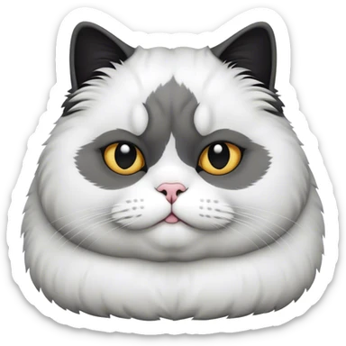 A obese cat that has black and white on it  sticker