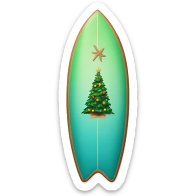 A surfboard with a Christmas tree on it  sticker