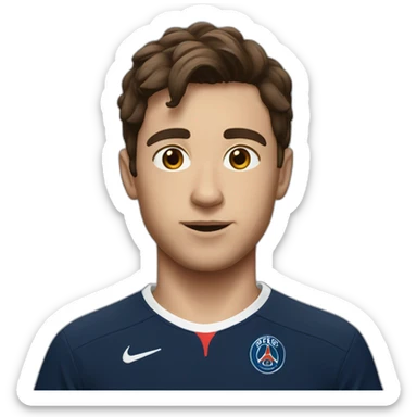 A boy with brown hair with t-shirt psg sticker