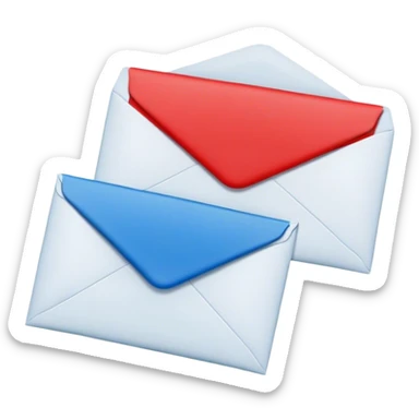 two square separate envelopes red and blue sticker