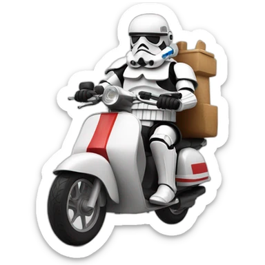 stromtrooper riding an italian moped sticker