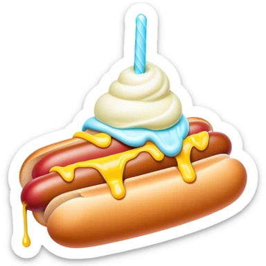 Melting neon ice cream hot dog  sticker