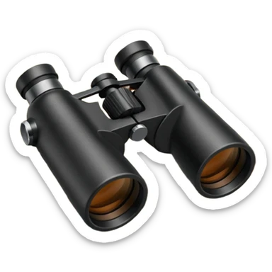 Black binoculars with leather strap on map sticker