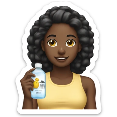 A black girl using baby oil sticker