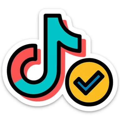 TikTok verified icon, clean, recognizable, suitable for social media, variation 3 sticker