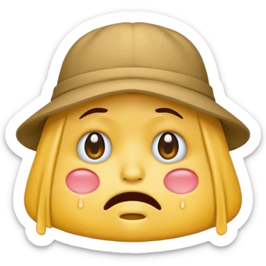 A emoji cry with a hat sticker