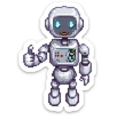 A robot hitchhiking across the galaxy sticker
