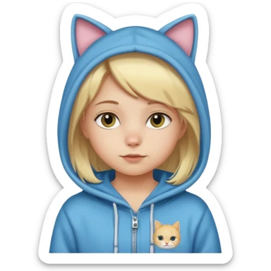 blonde girl kid in cat hoodie costume sticker